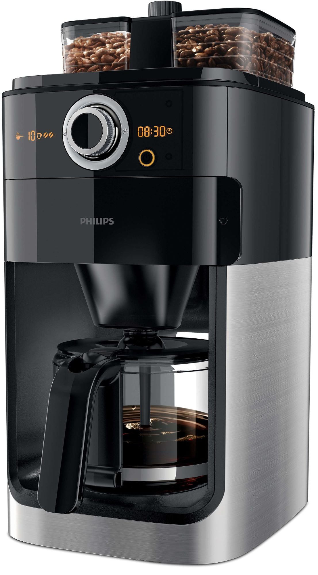 Philips 1.2L Grind & Brew Coffee Maker - Black/Silver-HD7762/00