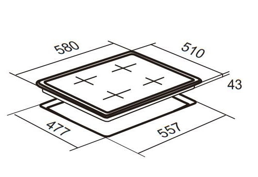 Falco -Black Glass Gas Hob 60CM