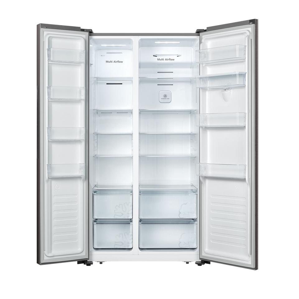 Hisense 514L Inox, Side by Side Refrigerator With Water Dispenser, A+, No Frost- H670SIT-WD