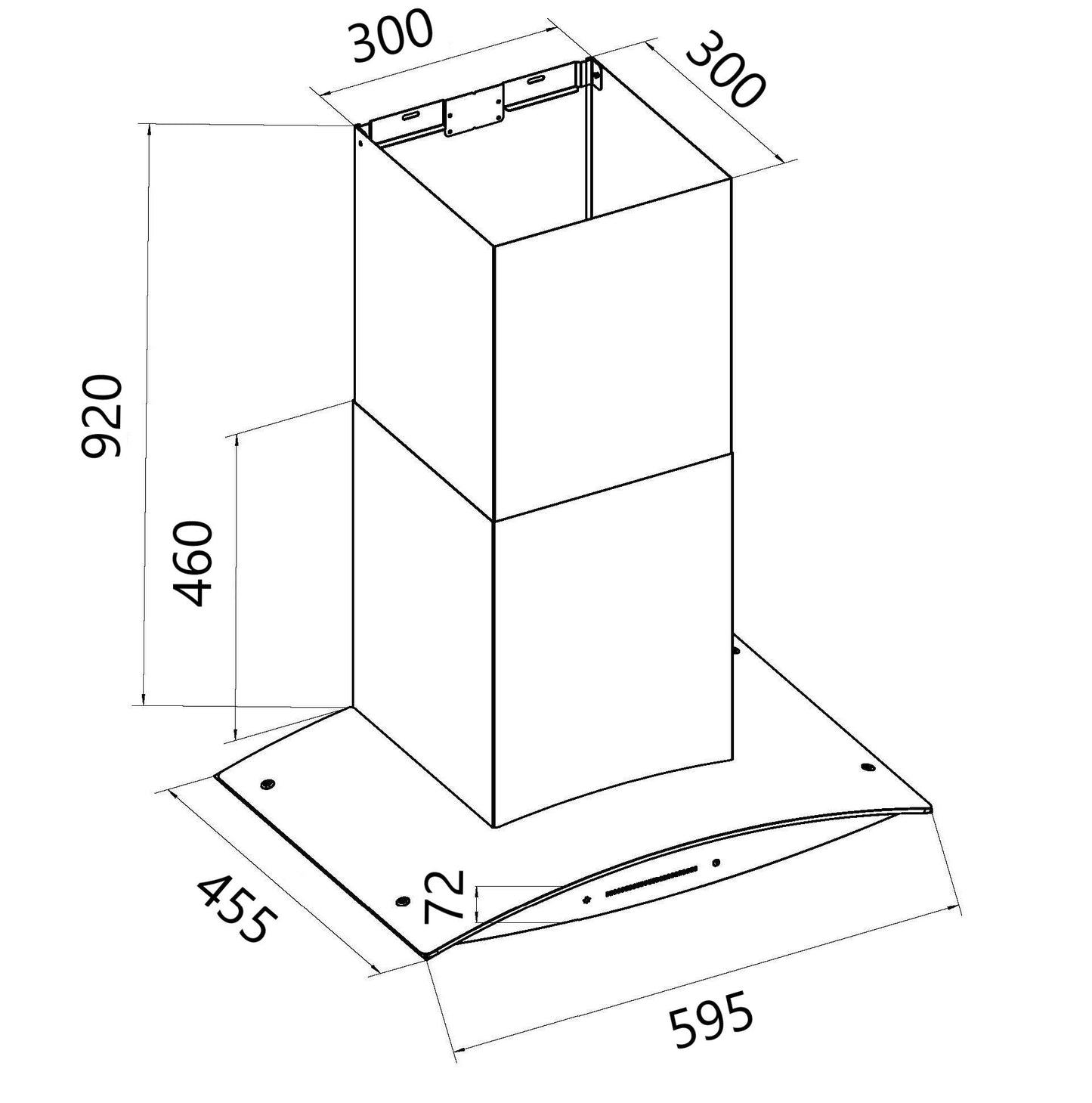 Falco 60cm Curved Glass Chimney Extractor (Stainless Steel)- FAL-6068