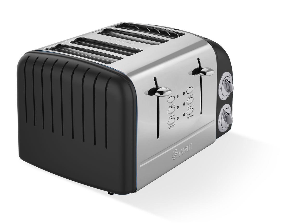 Swan Retro Black 4 Slice Toaster-SRT6B