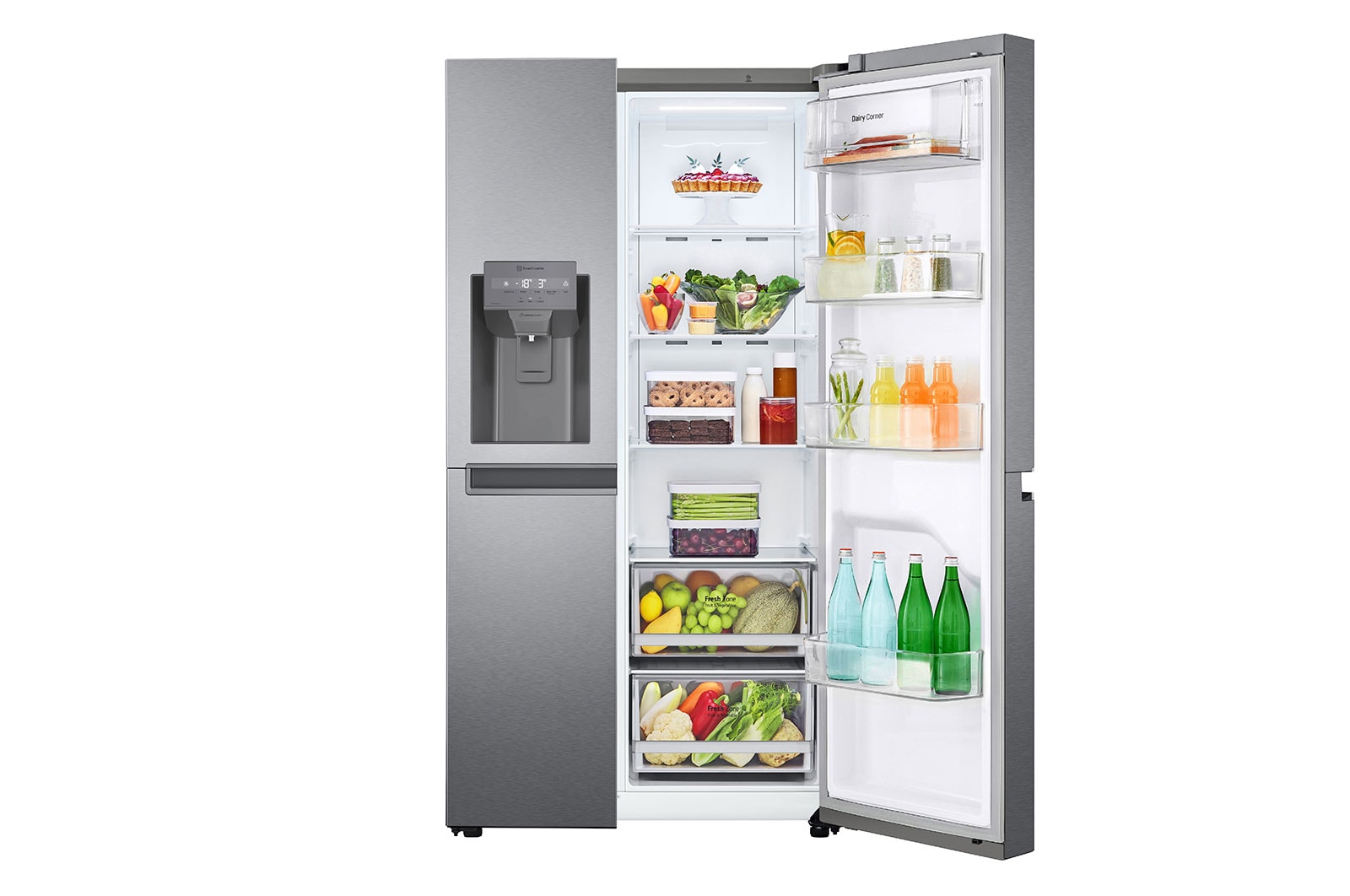 LG 611L Nett Side by Side Fridge with Water & Ice Dispenser - Platinum Silver 3 -GC-J257SLSS.APZQESA