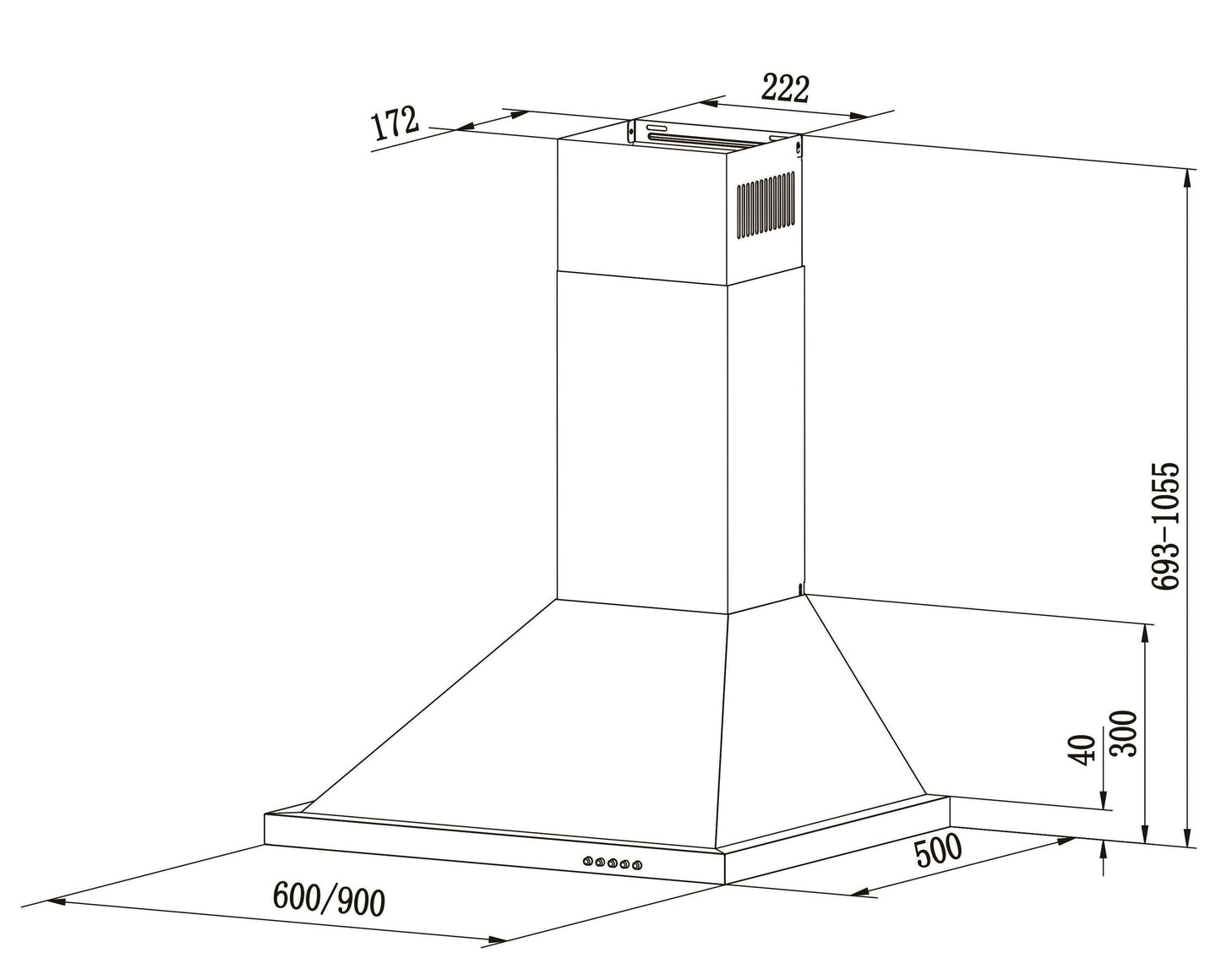 Falco 60cm Unbranded Wall Mounted Extractor- AR-60-303