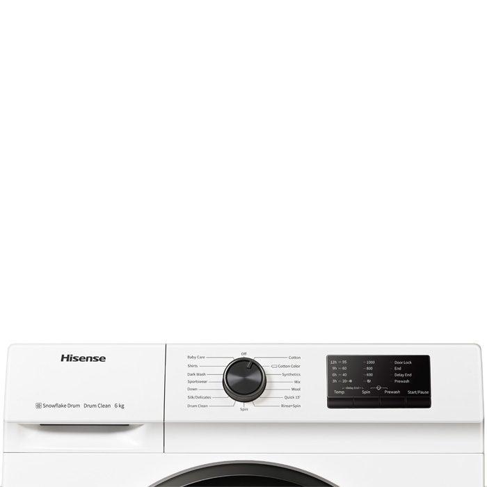 Hisense 6kg Front Load - White - 15 Programs - Child Lock - 1000 RPM - A+++-WFVC6010