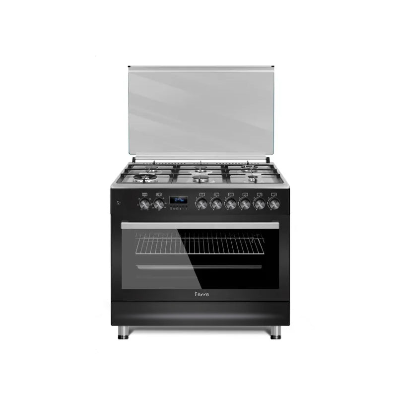 Ferre Premium Range 6 Burner Wok Matt Black and Pattern Innox Top- F9S60E7.PIB