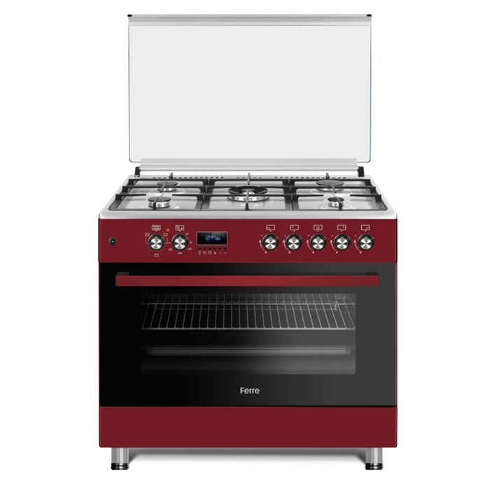 Ferre 90X60 Free Standing Gas And Electric Stove - Red