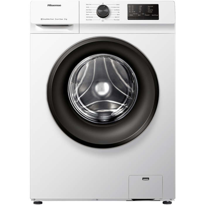 Hisense 6kg Front Load - White - 15 Programs - Child Lock - 1000 RPM - A+++-WFVC6010