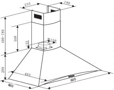 Falco 60cm Slant Side Chimney Extractor (Stainless Steel)- FAL-60-55SLS