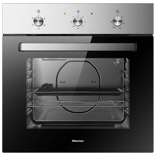 Hisense 60cm Oven, Stainless Steel Finish, Double-Layer Glass Door, A Energy Class, Aluminum Handle