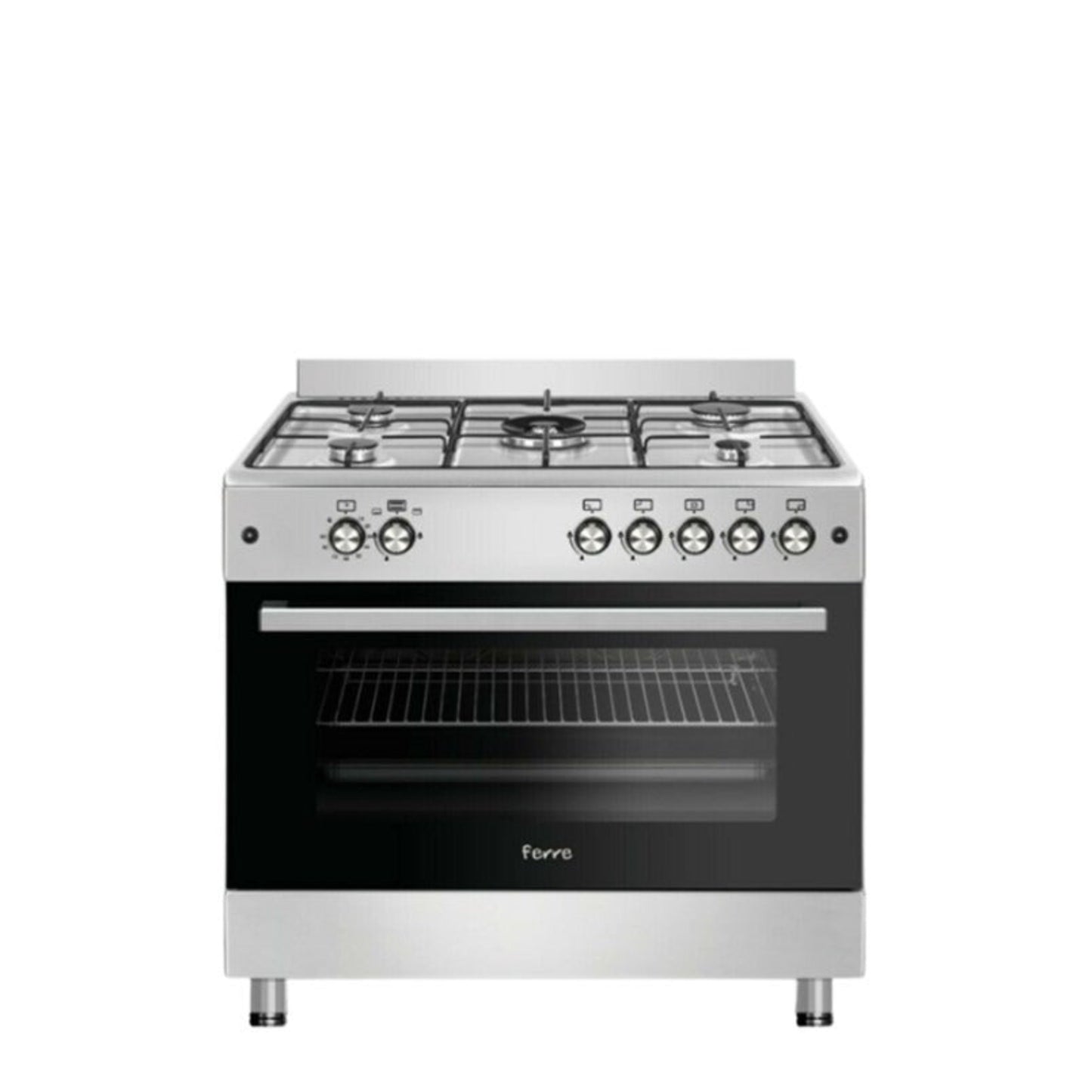 Ferre Freestanding 90cm 5 Gas plates and Gas Oven Stainless Steel- F9S50G2.HI